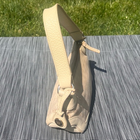 Dooney & Bourke Vintage Leather Canvas Monogram Shoulder Satchel Cream GUC - Picture 3 of 14